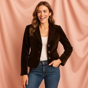 Juicy‎ Couture Jeans Brown Velvet Blazer – Women’s Small | Pink Satin Lining